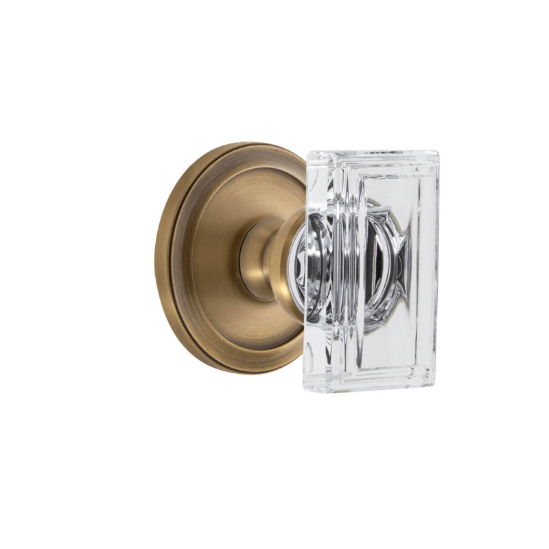 Rosette Grandeur avec bouton Carré, Laiton rétro / transparent