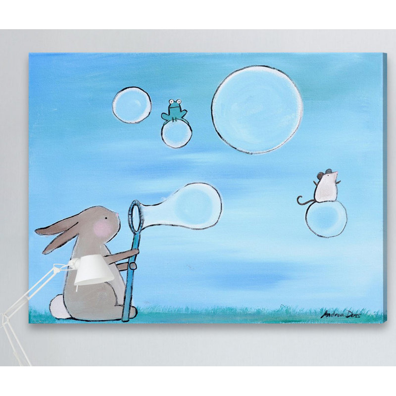 «Bunny Bubbles» par Andrea Doss, reproduction sur toile tendue, H 40 po x l 48 po x P 1,5 po