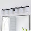 Éclairage pour salle de bain 6 lumières 50 po noir mat avec abat-jour en verre givré blanc laiteux, luminaire pour salle de bain sur miroir-131234228-131234230