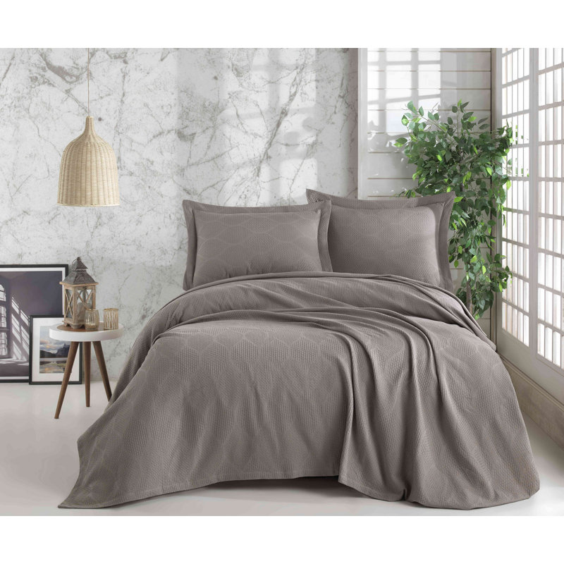 Ensemble de couvre-lit / couvre-lit 100% coton 3 pièces Risch Grey