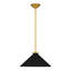 Luminaire suspendu 1 lumière en or brossé avec abat-jour noir Bradbury-1715831645