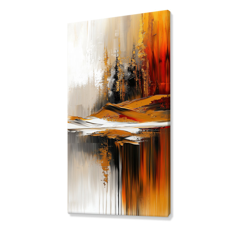 Olajide, forêt d'automne abstraite dans un horizon éthéré I - paysages, art mural, H 60 po x l 28 po, Toile tendue