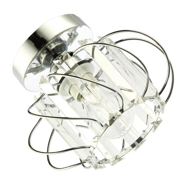 Modern Polished Ceiling Light Fitting With Clear Crystal Glass By Happy Homewares