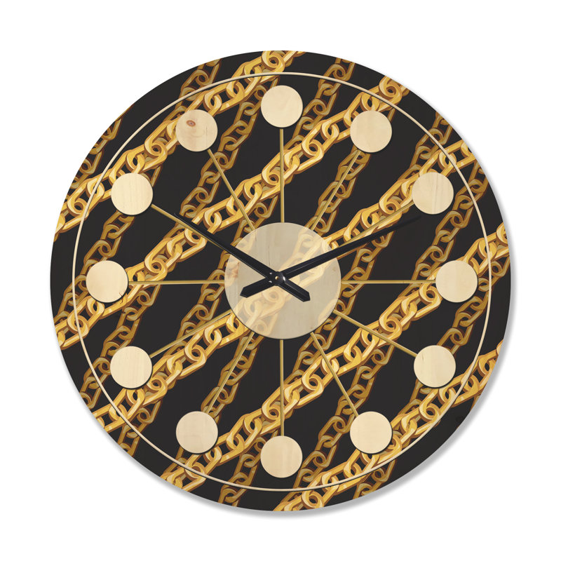 Horloge murale en bois doré Mid-Century, Très grand