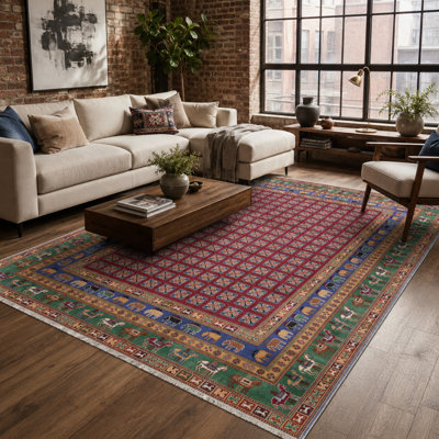 Vintage Look Cotton and Chenille Flatweave Area Rug