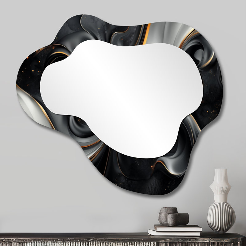 Miroir de salle de bain Fractal noir et gris Peano Curve I - Fractals Cloud, 25 po x 28 po