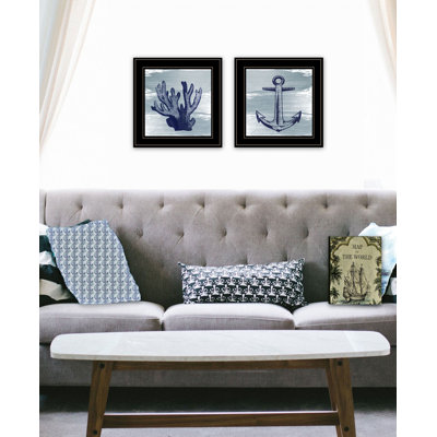 Set Of Two The Beach Coastal 2 Framed Print Wall Art