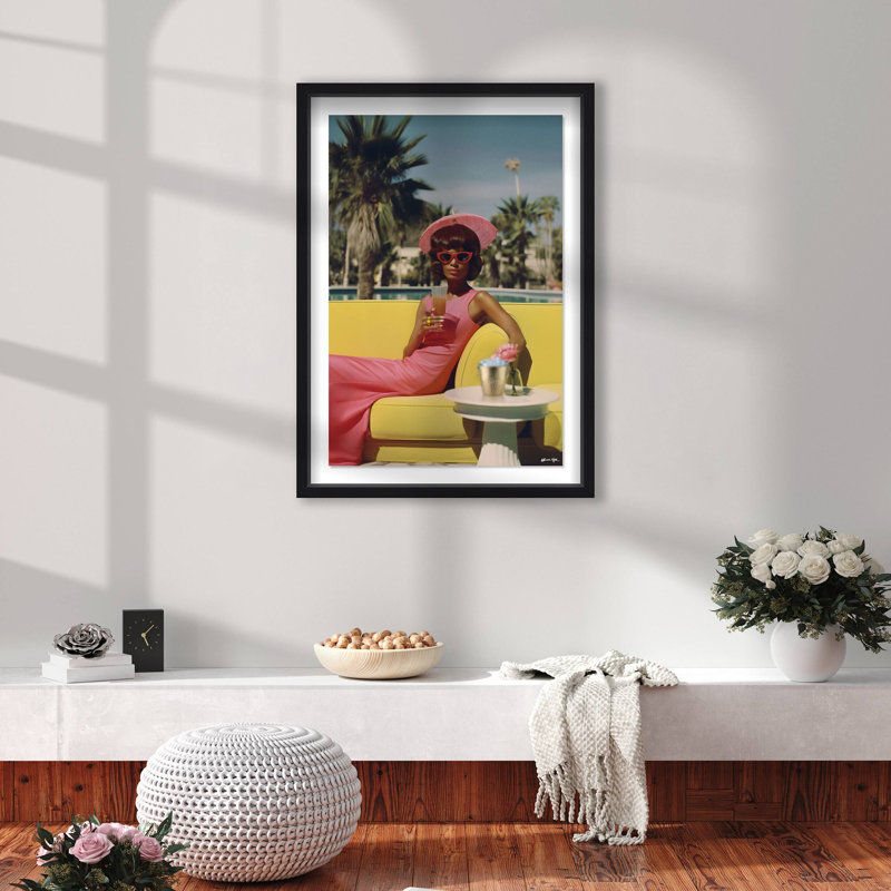 Stylish Palm Springs Lady III Shadowbox by Oliver Gal, Black, 55.5" H x 37.5" W