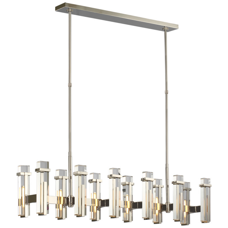 Ian K. Fowler Malik Large Linear Chandelier, Polished Nickel, Clear