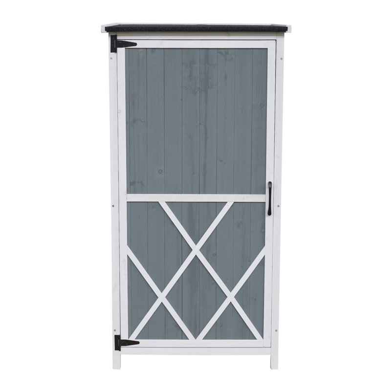 Remise de rangement 54 "deux tons - Design gris et blanc avec toit incliné et 5 compartiments