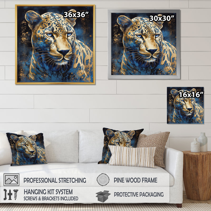 " Leopard Grace VI ", Black Floater Framed, 16" H x 16" W x 1" D