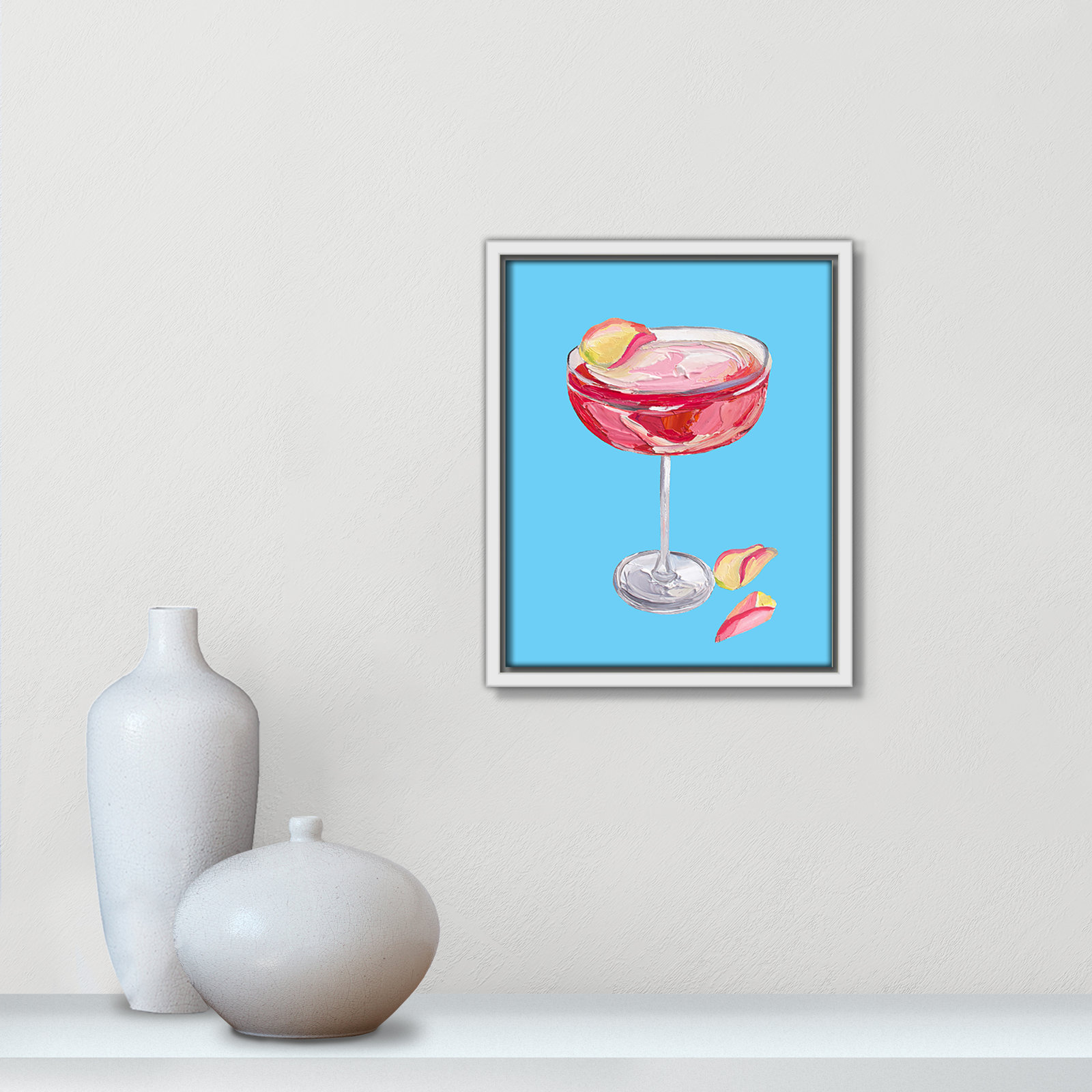 Straker – Sparkling Rose Gin Cocktail Print by Straker, White Floater, 11.5" H x 9.5" W