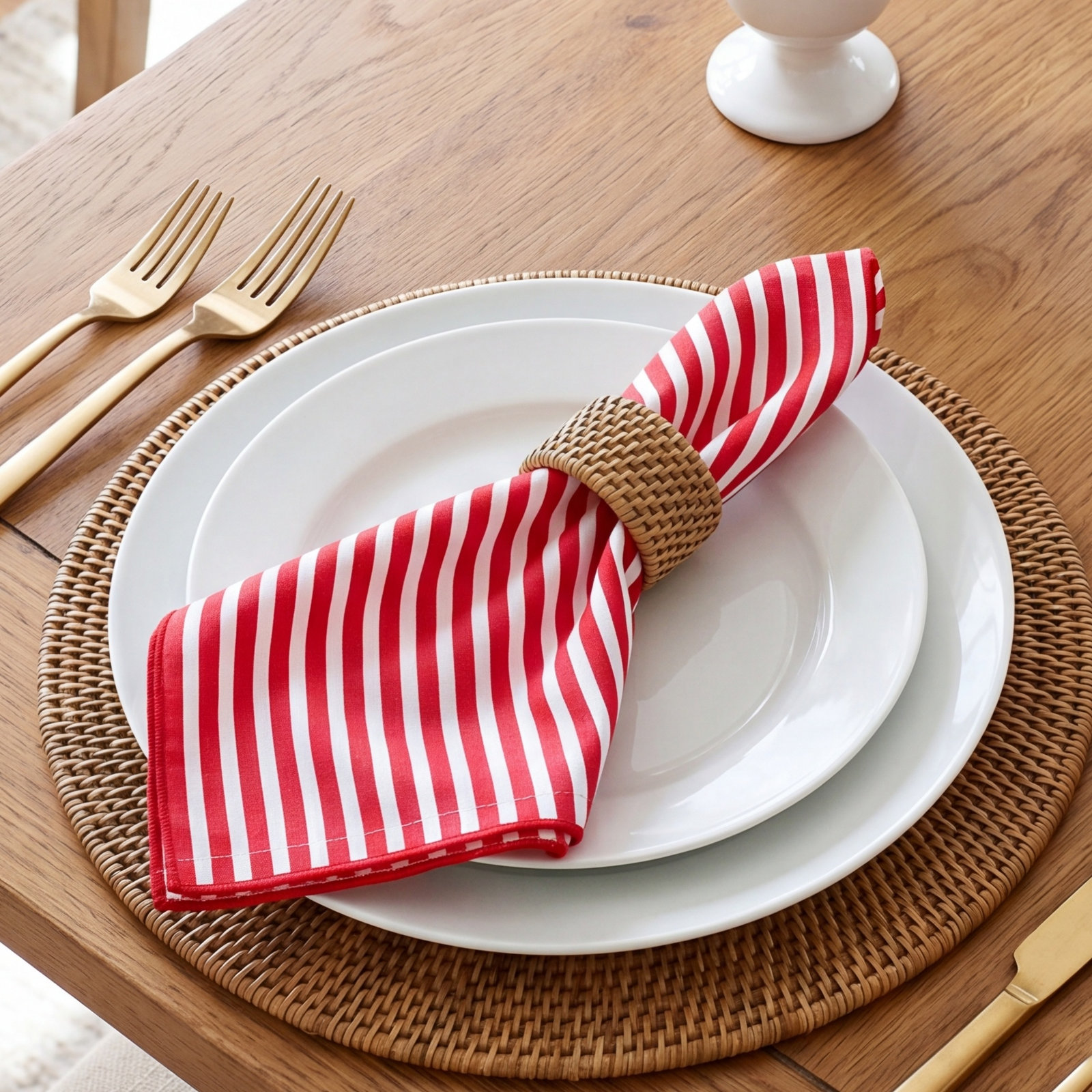 Red Stripe Ruffle Red Stripe Napkin