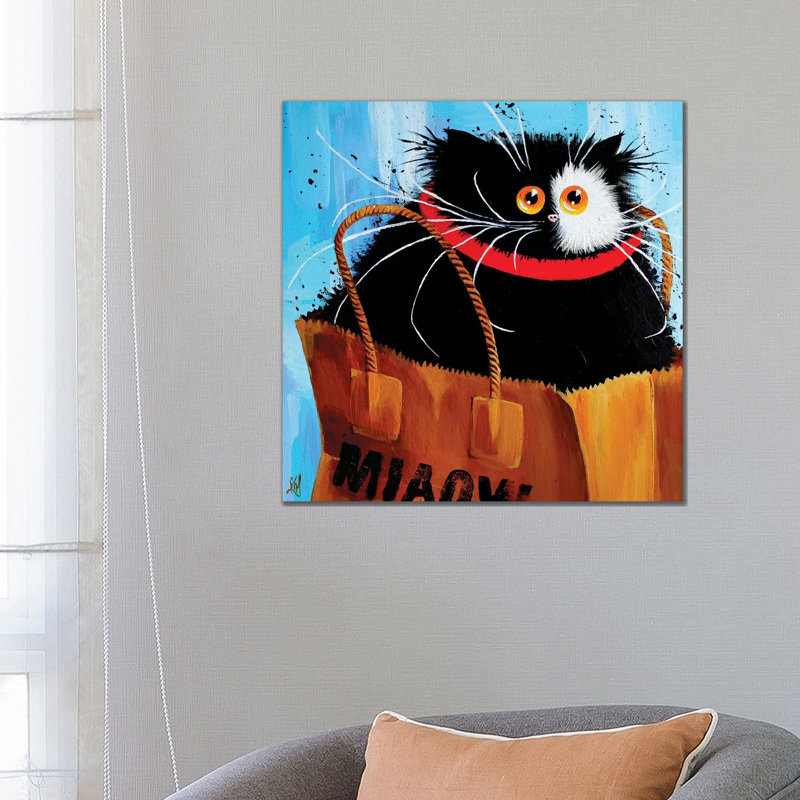 Miaowbag by Kim Haskins - Wrapped Canvas Print, 66.04 cm H x 66.04 cm W x 1.91 cm D