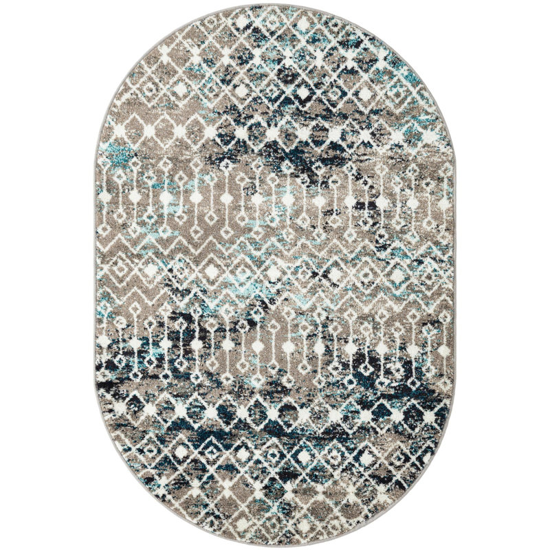 Geometric Indoor Rug, Oval 4' x 6'