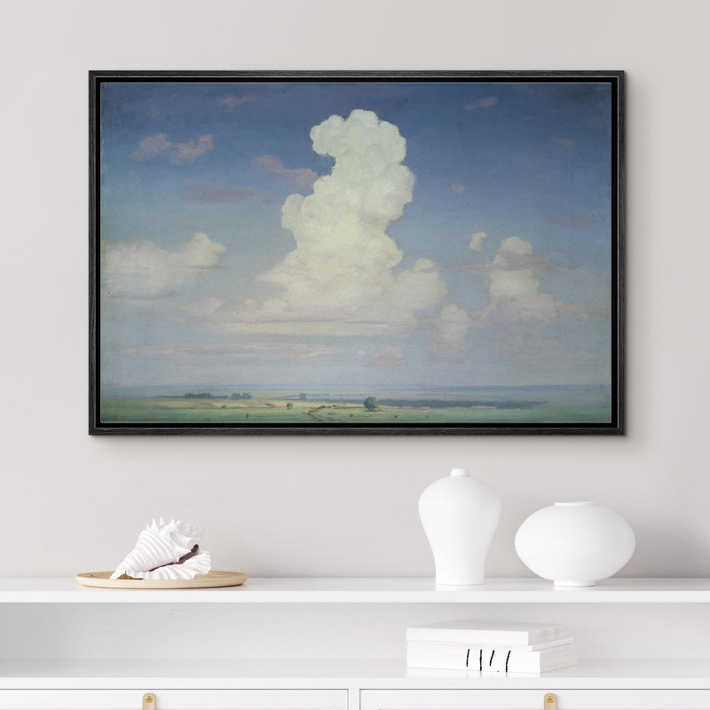 Nuage nuageux, illustrations, beaux-arts, paysage, Cadre flottant noir, H 24 po x l 36 po