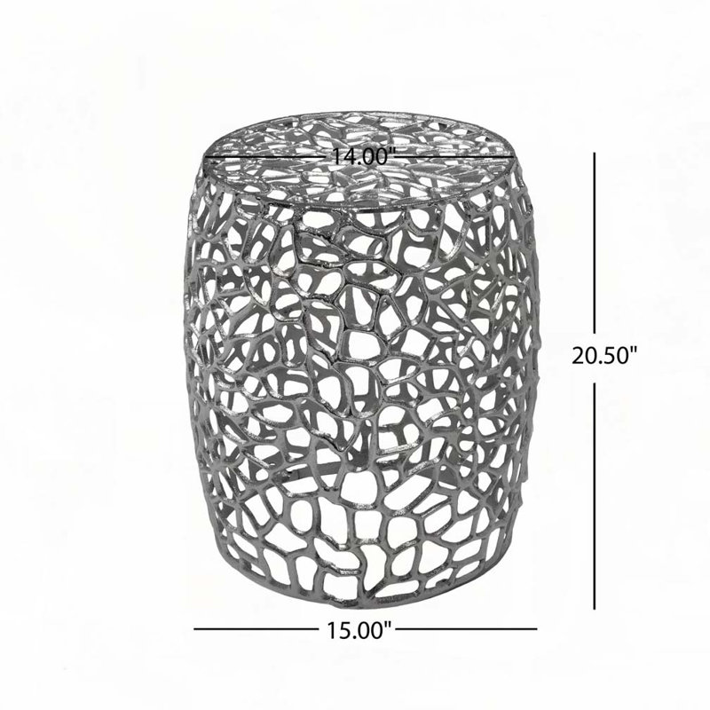 Table de bout cylindrique en aluminium, Nickel argenté