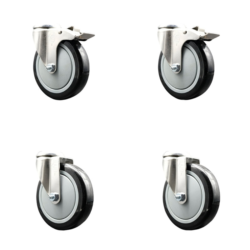 Roulettes pivotantes, H 5 po x l 5 po, Noir
