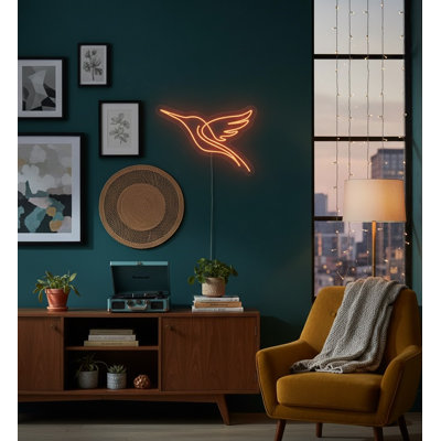  | Enseigne néon colibri | Fabriqué avec un tube néon incassable flexible de haute qualité qui émet une lumière orange brillante et uniforme pour plus de 50 000 heures d'utilisation fiable | 24 x 17 | Orange