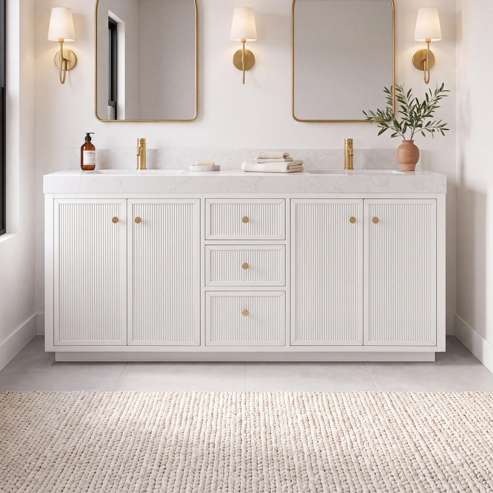 Thea 72" Double Bathroom Vanity, White