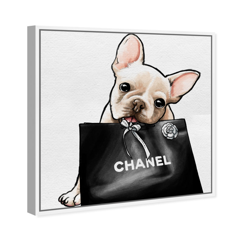 Frenchie Glam, impression sur toile tendue, Cadre blanc, H 30 po x l 30 po