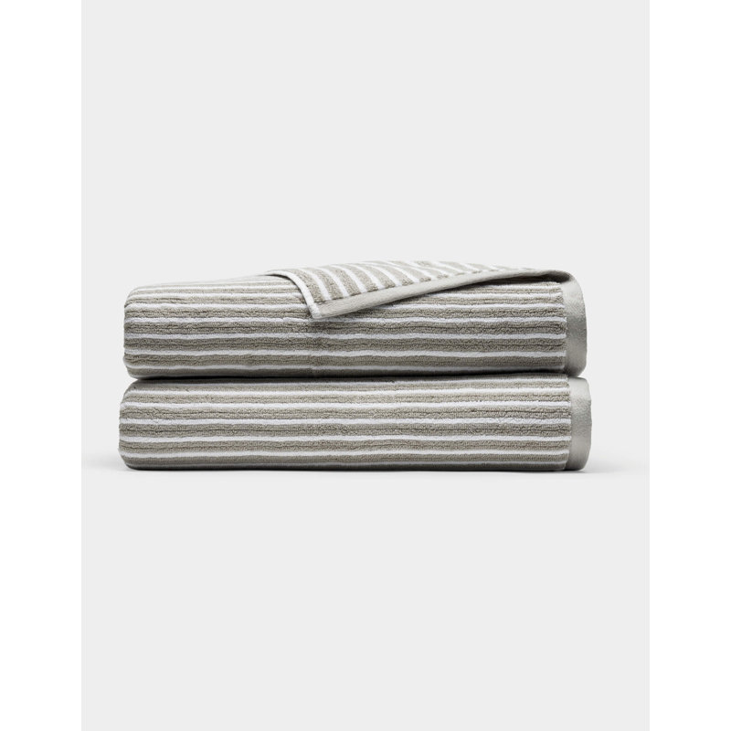 Ribbed Terry, Dew Stripe, Bath Sheets - 2 Pack