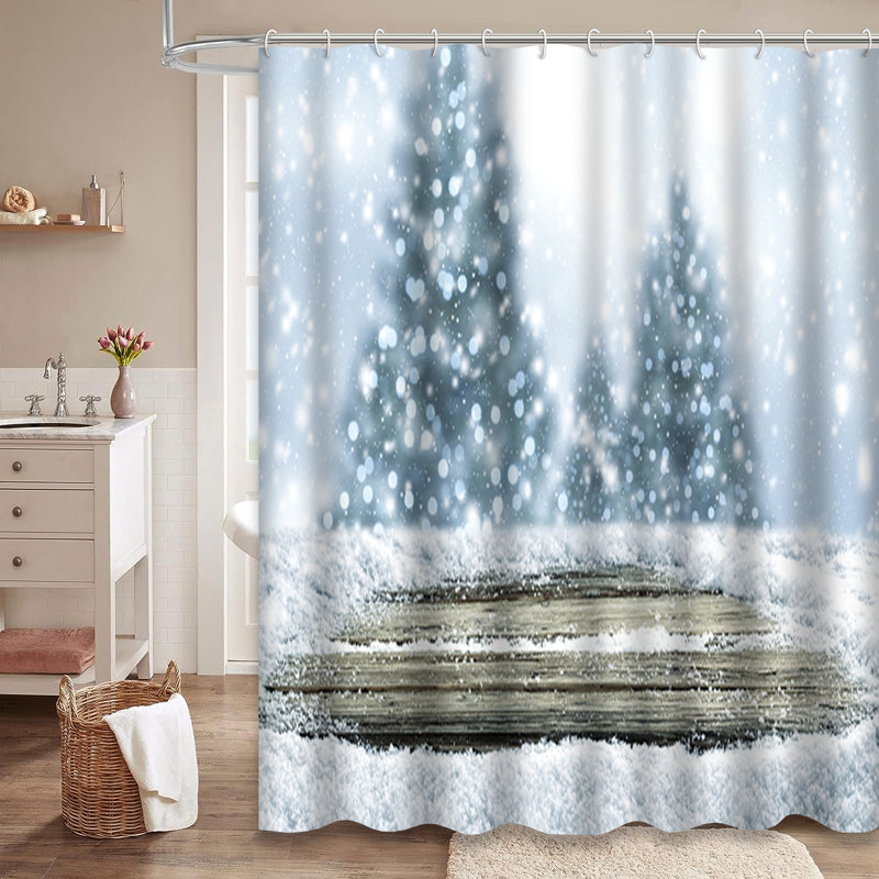 Rideau de douche Snow Christmas, L 72 po x l 78 po