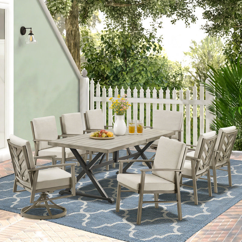 Amario Patio Rectangular 8 - Person 82.5" Long Dining Set With Sunbrella® Cushions