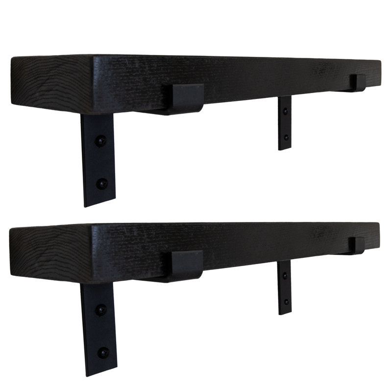 Emerald Lee 2 Piece Poplar Bracket Shelf, 2" H x 16" W x 10" D, Black