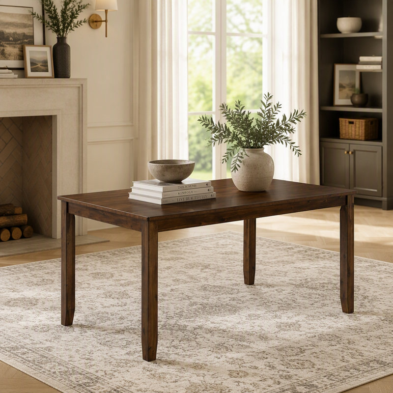 Wooden Dining Rectangular Table Kitchen Table, Walnut
