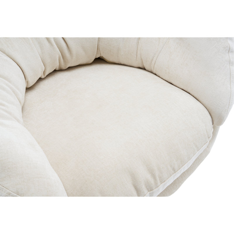 Fauteuil d'appoint pivotant rembourré, Chenille beige