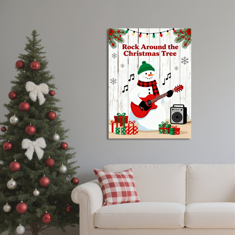 «Snowman», guitare, toile, art mural, H 24 po x l 16 po
