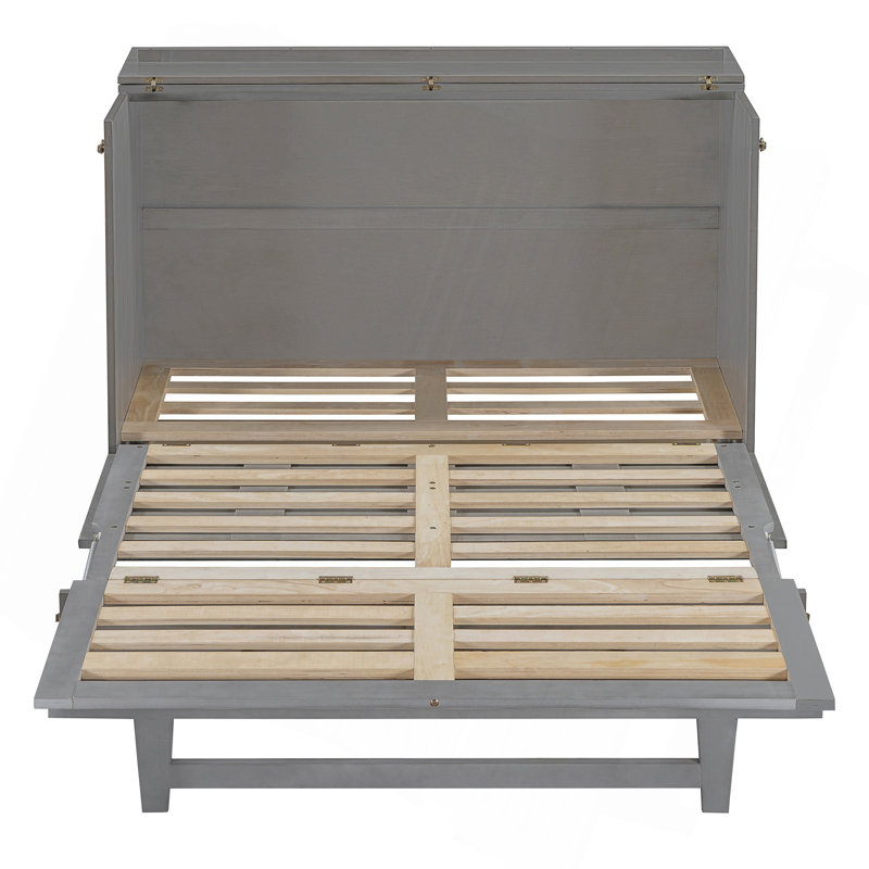 Murphy Bed With Charging Station And Drawer, Full, Gray