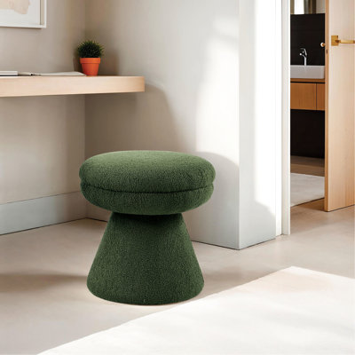 Tabouret de style contemporain 1Pc avec un design, une base piédestal et un tissu semblable à la peau de mouton, l 17,5 po x P 17,5 po H 19 po, idéal pour le tabouret de l'espace de vie principal, l 17,5 po de largeur, profondeur, 19 po de hauteur