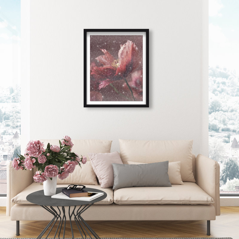Merlot Blush Blossom II Framed Graphic Art, 37.5"H x 31.5"W, Black Shadowbox