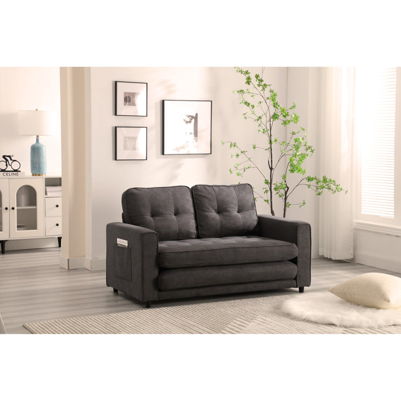 Ilionora 55'' Velvet Sofa, Dark Brown