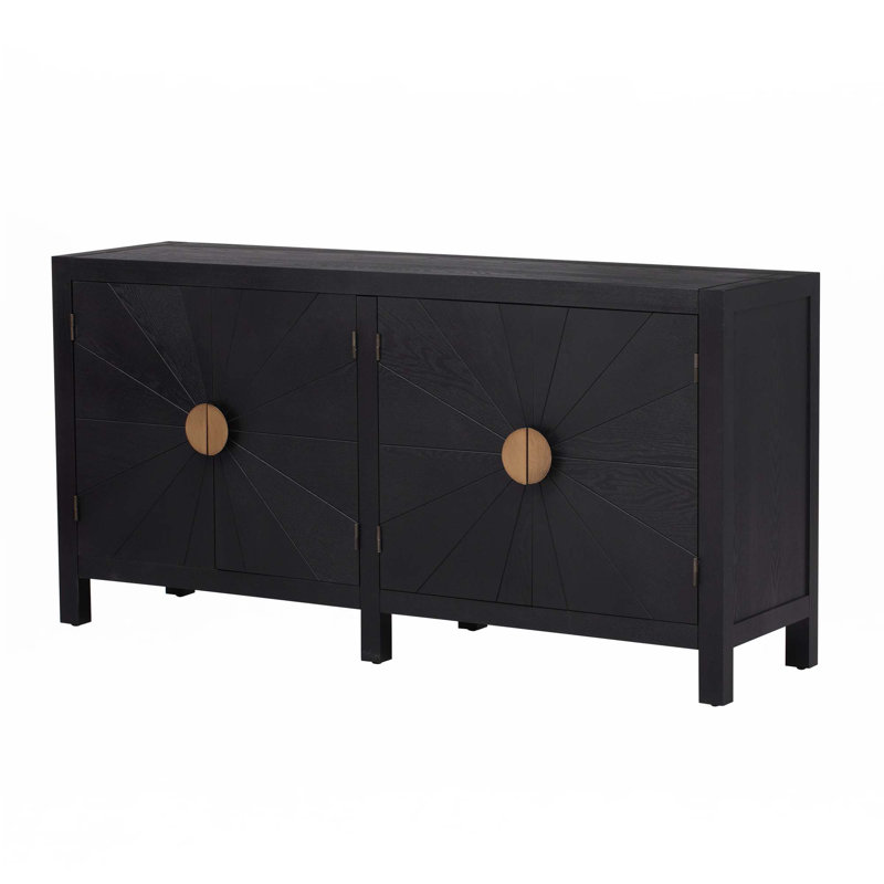 Armoire avec portes d'armoire rayonnantes, Noir