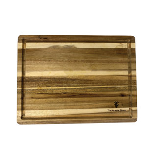Acacia Wood, Thick Professional Heavy Duty Butcher Block Cutting Board, With Juice Groove And Handle