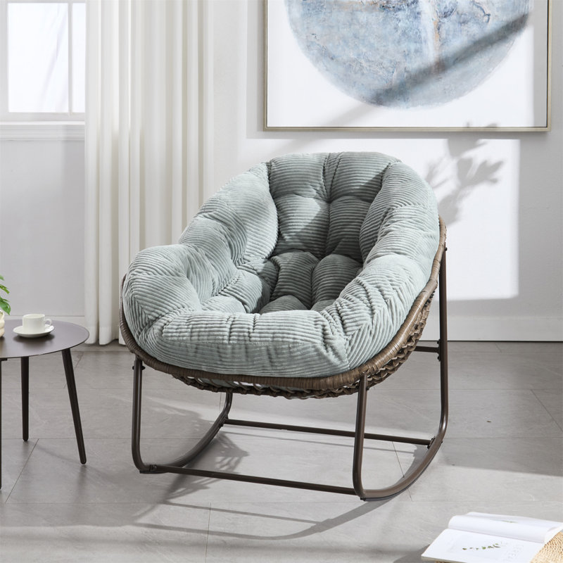 Olive Outdoor Rattan Rocking Chair with Cushions