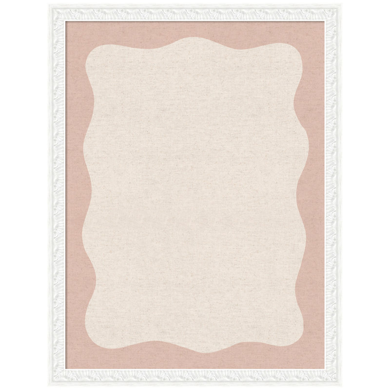 Tableau d'affichage en lin encadré en tissu, Rose / beige, H 26 po x l 20 po x P 1 po, Blanc Bethany