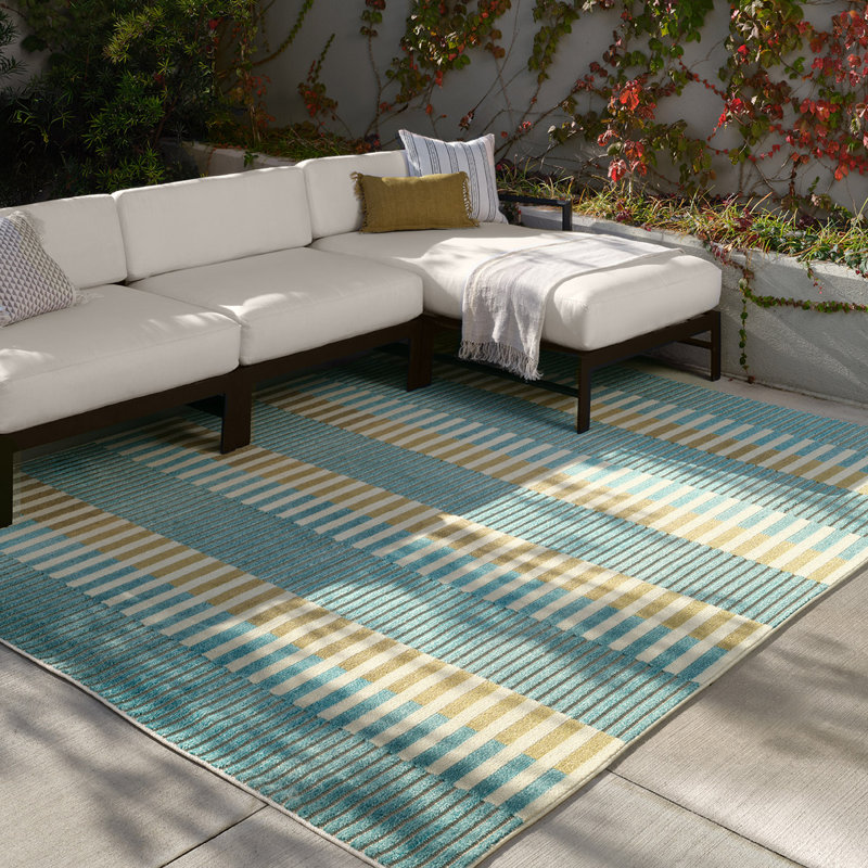 Tapis bleu à motif géométrique, Rectangulaire 2 pi x 3 pi