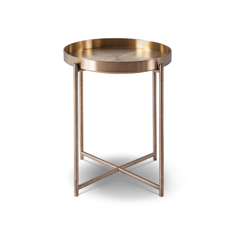Amaani Tray Top Cross Legs End Table, Bronze, Bronze