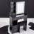 Compact 29.2-Inch Left Drawer Vanity Table Set with Tri-Color LED Mirror, Cushioned Stool, and High Storage Capacity for Small Spaces-494990379
