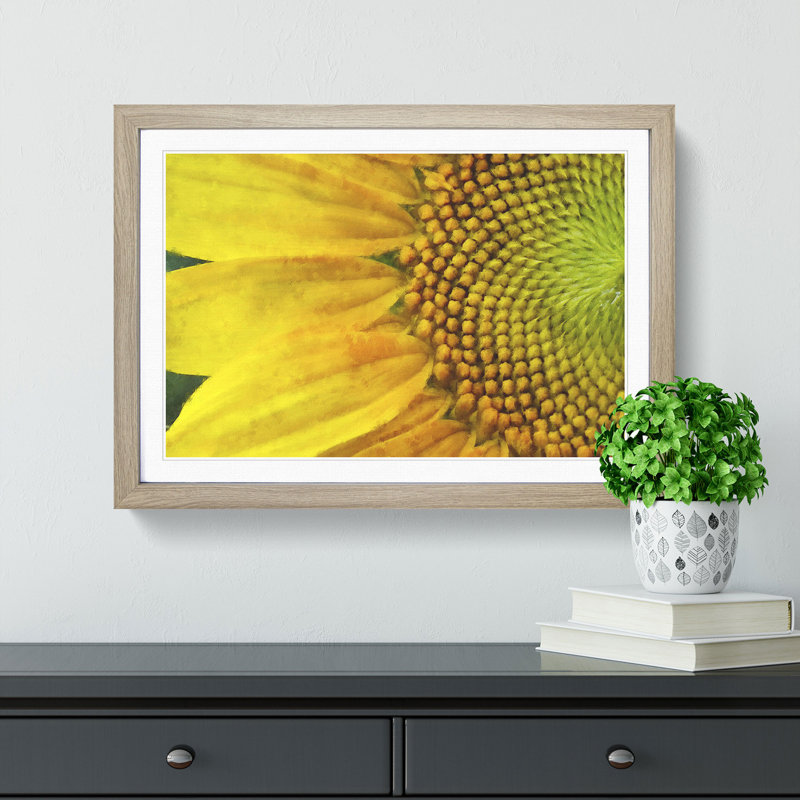 Petals of the Yellow Sunflower - Picture Frame Painting Print, Oak Framed, 33cm H x 45cm W x 2cm D