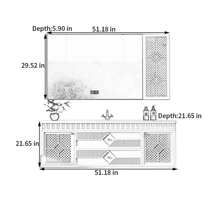 Armoire de salle de bain style français, 51"