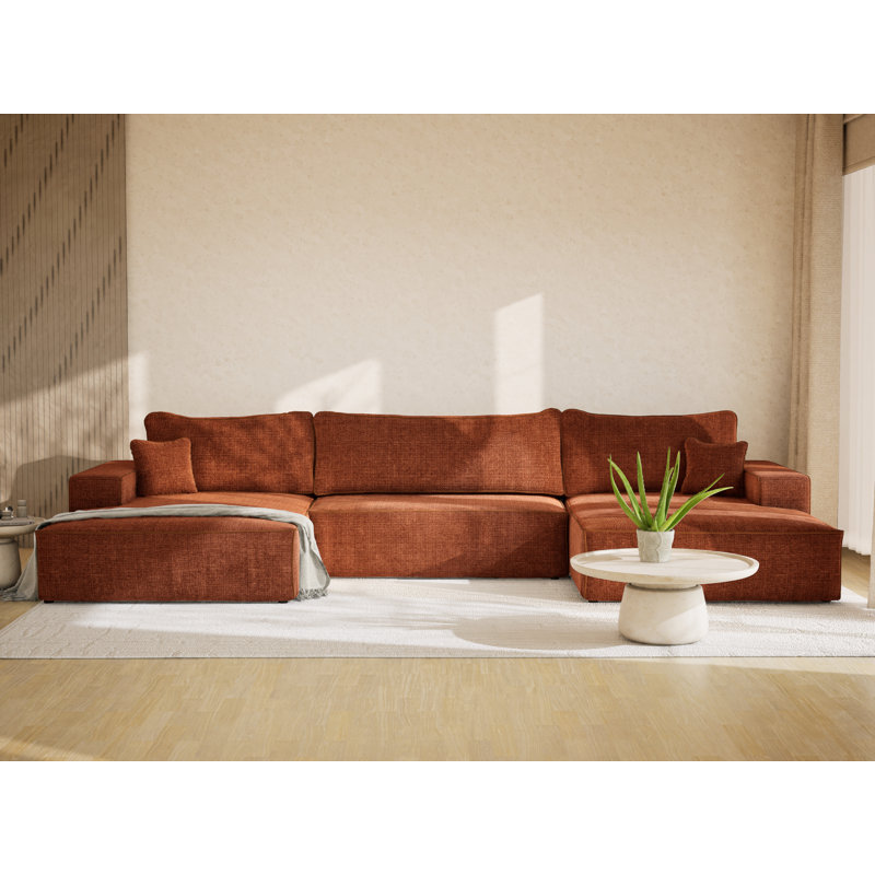 6 Seater Reclining Corner Sofa , Rust