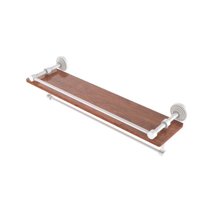Beresford Bracket Shelf with Towel Bar, Matte White, 5" H x 22" W x 5" D