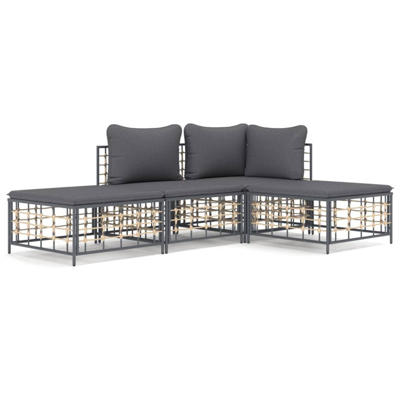Ensemble de salon de jardin extérieur anthracite