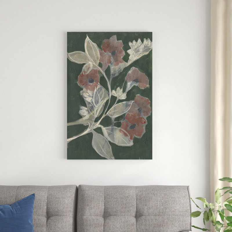 Fleurs en vert chasseur I, H 36 po x l 24 po