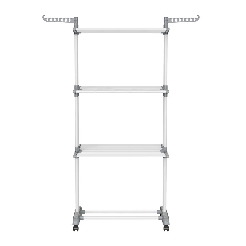 Séchoir à linge pliable à 4 niveaux de 173 cm de hauteur, acier inoxydable, séchoir à linge, séchoir à linge, usage intérieur / extérieur, blanc